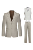 Khaki Notched Lapel 3 Piece Men's Suits