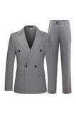 Grey Striped Peak Lapel 2 Piece Men's Suits