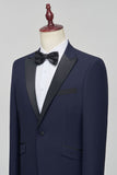 Navy Peak Lapel Slim Fit 2 Piece Men's Suits