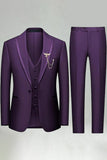 Black 3 Piece Peak Lapel One Button Men's Prom Suits