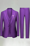 Black 3 Piece Peak Lapel One Button Men's Prom Suits