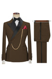 Slim Fit 2 Piece Khaki Peak Lapel Men's Suits