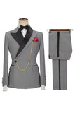Slim Fit 2 Piece Khaki Peak Lapel Men's Suits