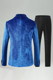 Royal Blue 2 Piece Velvet Notched Lapel Men's Prom Suits