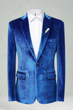 Royal Blue 2 Piece Velvet Notched Lapel Men's Prom Suits