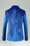 Royal Blue 2 Piece Velvet Notched Lapel Men's Prom Suits