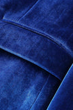 Royal Blue 2 Piece Velvet Notched Lapel Men's Prom Suits