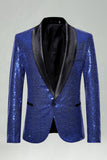 Sequin Shawl Lapel Royal Blue Men's Prom Blazer