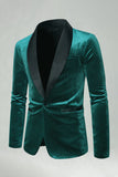 Green Velvet Shawl Lapel Beaded Men's Prom Blazer