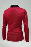 Red Shawl Lapel Beaded One Button Men's Prom Blazer
