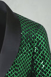 Green Sequin Shawl Lapel Men's Prom Blazer