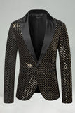 Peak Lapel Colorful Sequin One Button Men's Prom Blazer