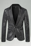 Peak Lapel Colorful Sequin One Button Men's Prom Blazer