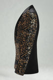 Black Golden Notched Lapel Sequin Men's Prom Blazer