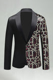 Black Golden Notched Lapel Sequin Men's Prom Blazer