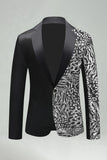 Black Golden Notched Lapel Sequin Men's Prom Blazer
