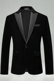 Black Velvet Peaked Lapel Formal Blazer