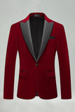 Black Velvet Peaked Lapel Formal Blazer