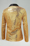 Sparkly Golden Shawl Lapel Single Buckle Men's Prom Blazer