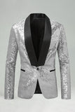 Sparkly Golden Shawl Lapel Single Buckle Men's Prom Blazer