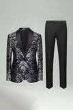 Green Jacquard 2 Pieces Shawl Lapel Men's Prom Suits