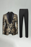 Green Jacquard 2 Pieces Shawl Lapel Men's Prom Suits
