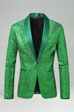 Sparkly Green Shawl Lapel Men's Prom Blazer