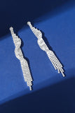 Sparkly Silver Long Prom Drop Earrings with Fringe