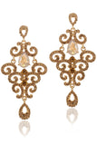 Sparkly Golden Teardrop Prom Drop Earrings with Rhinestones