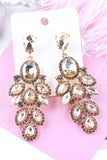 Sparkly Dark Green Leaf Shaped Long Prom Drop Earrings with Rhinestones