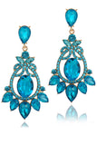 Sparkly Blue Vintage Party Drop Earrings with Rhinestones