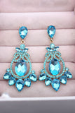 Sparkly Blue Vintage Party Drop Earrings with Rhinestones