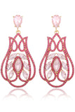 Sparkly Fuchsia Rhinestones Prom Drop Earrings