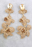 Sparkly Golden Flower Shaped Rhinestones Prom Drop Earrings