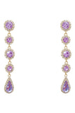 Sparkly Purple Rhinestones Long Prom Drop Earrings