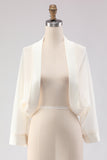 White Open Front Short Chiffon Shawl Wraps