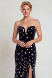 Sparkly Black Silver Strapless Mermaid Mother of the Bride Dress with Sequins