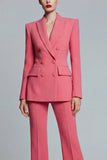 2 Piece Slim Fit Coral Peak Lapel Double Breasted Prom Suits
