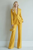 2 Piece Yellow Peak Lapel Slim Fit Prom Suits