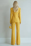 2 Piece Yellow Peak Lapel Slim Fit Prom Suits