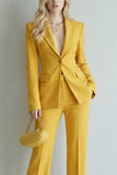 2 Piece Yellow Peak Lapel Slim Fit Prom Suits