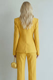 2 Piece Yellow Peak Lapel Slim Fit Prom Suits
