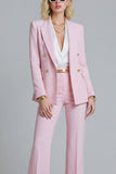 Pink 2 Piece Peak Lapel Double Breasted Slim Fit Prom Suits