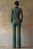 Dark Green Slim Fit 2 Piece Peak Lapel Single Breasted Prom Suits