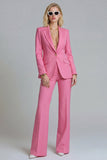Fuchsia Peak Lapel 2-piece One Button Women's Work Suits