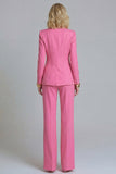 Fuchsia Peak Lapel 2-piece One Button Women's Work Suits
