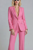 Fuchsia Peak Lapel 2-piece One Button Women's Work Suits