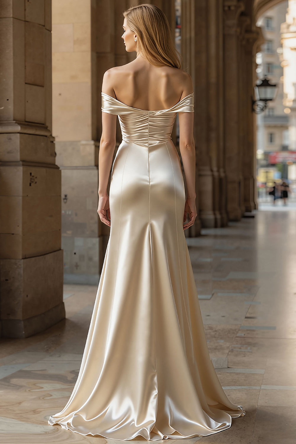ZAPAKA Women Champagne Long Prom Dress with Slit Off The Shoulder Mermaid Satin Evening Dress with Bow ZAPAKA UK ZAPAKA Women Champagne Long Prom Dress with Slit Off The Shoulder Mermaid Satin Evening Dress with Bow ZAPAKA UK
