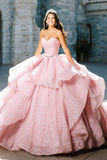 Sparkly Strapless Ball-Gown Ruffled Quinceanera Dress