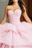 Sparkly Strapless Corset Ruffled Quinceanera Dress